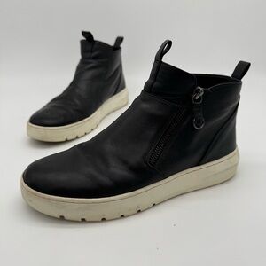 Vionic Brinkely Black Leather Side Zip Ankle Boot Size 8.5
